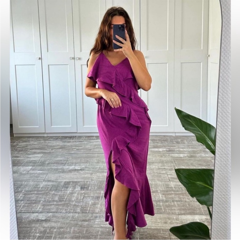 ZARA Purple Ruffled Slip Dress 7856/939 332/015